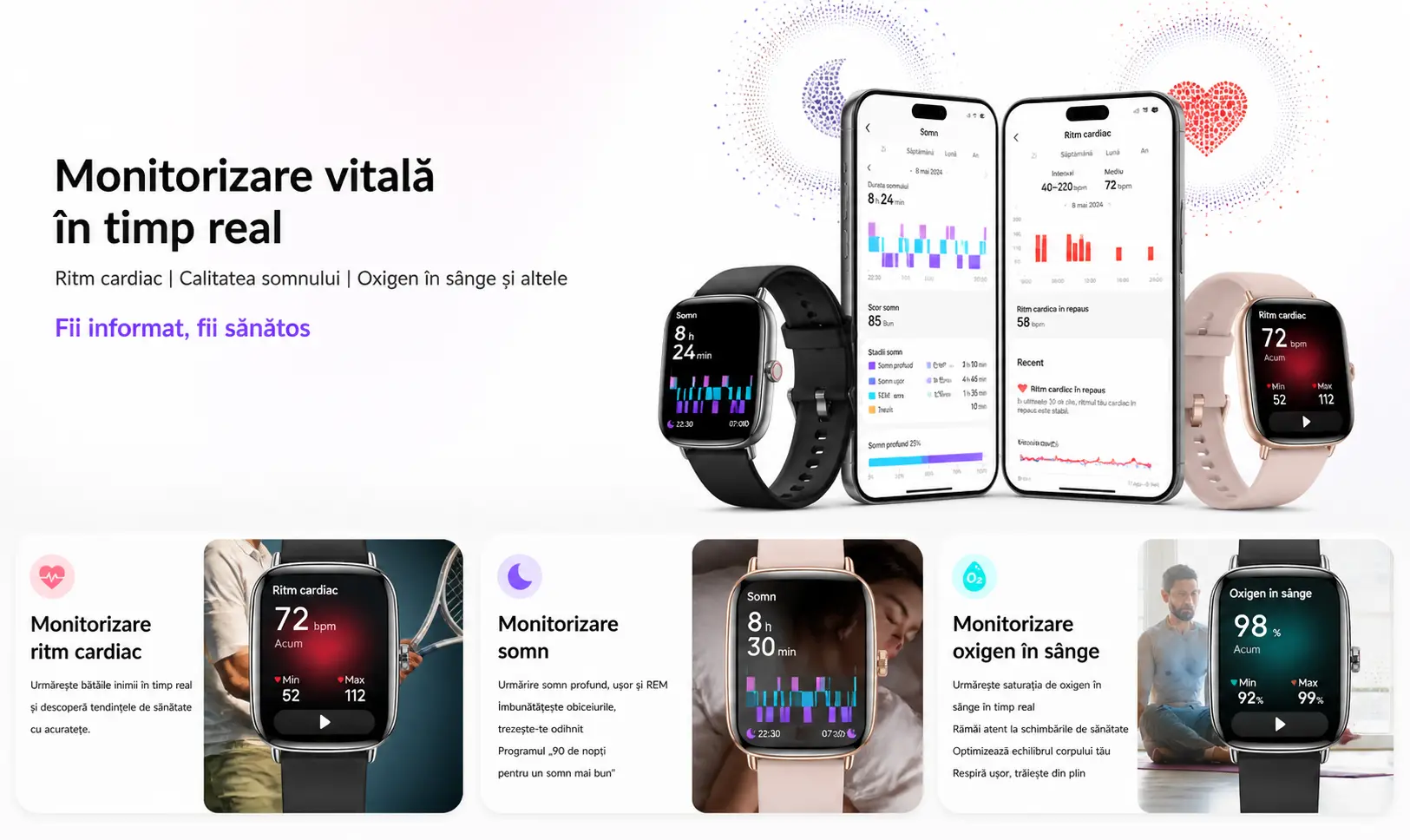Ceas smart cu moduri sportive și rezistență IP68, detaliu 4